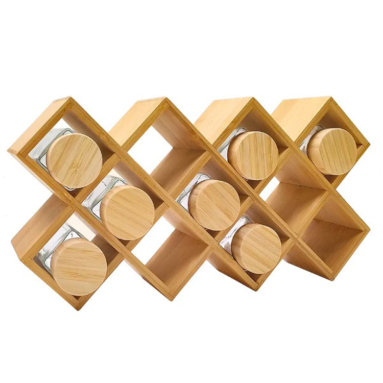 18 Spice Jar Bamboo Wooden Spice Rack
