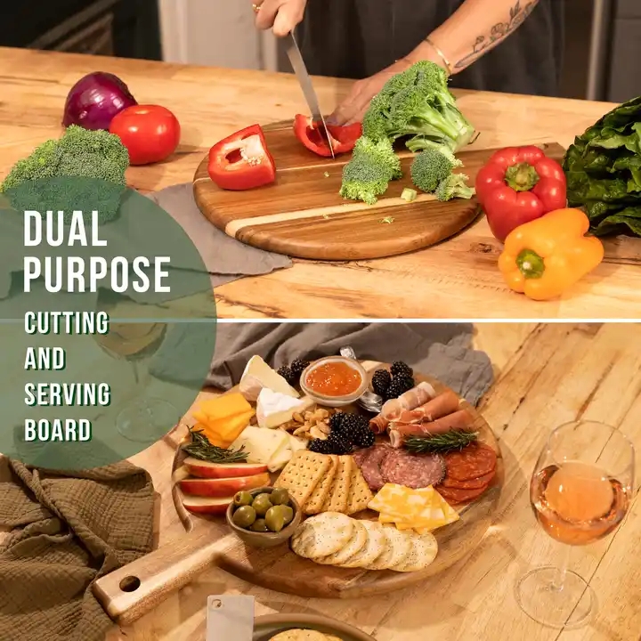 Round Acacia Wood Charcuterie Board