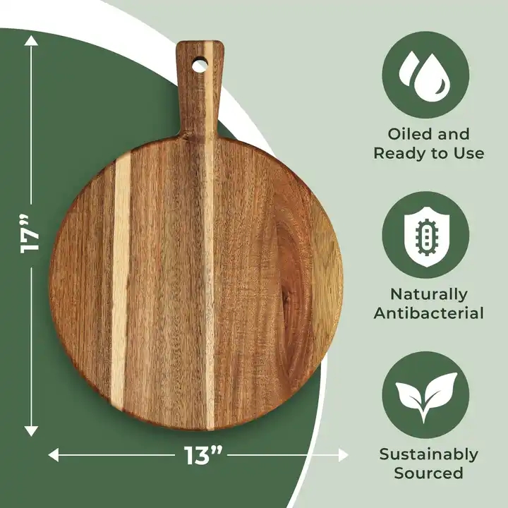 Round Acacia Wood Charcuterie Board