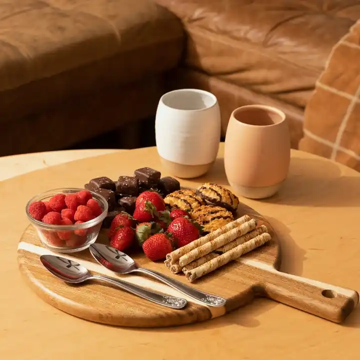 Round Acacia Wood Charcuterie Board