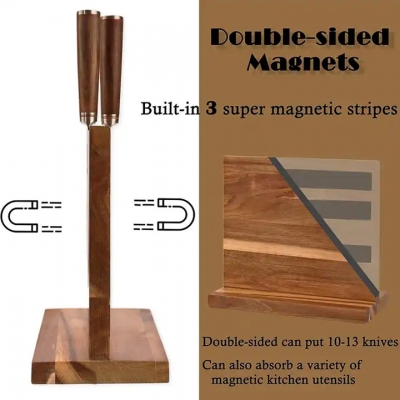 Double Side Magnetic Acacia Wood Knife Holder