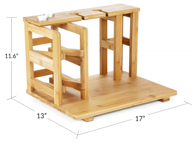 Bamboo wooden Wine Rack and Cheese Display Board with Wine Caddy, Wine Bottle and Glass Holder