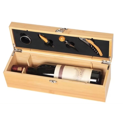 Bamboo Wooden Wine Gift Box Wine Storage Box with Accessories