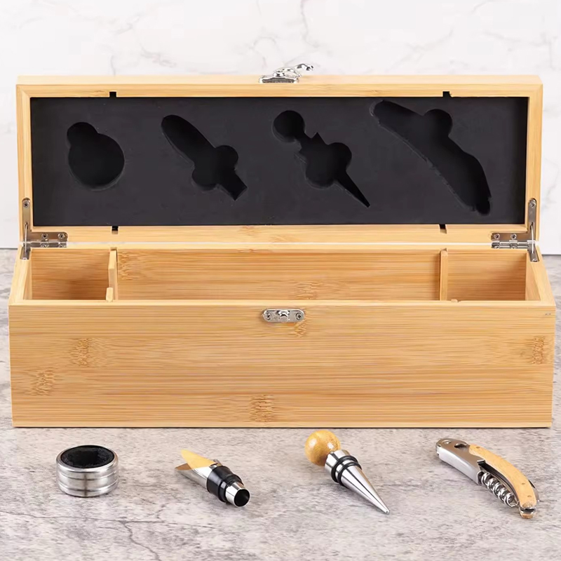 Bamboo Wooden Wine Gift Box Wine Storage Box with Accessories