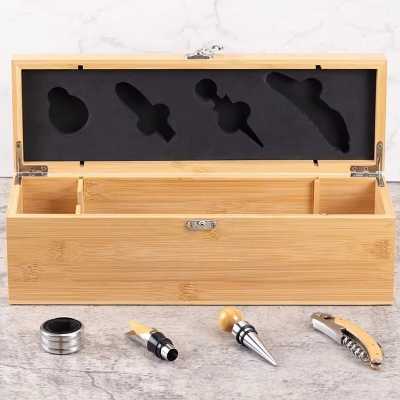 Bamboo Wooden Wine Gift Box Wine Storage Box with Accessories