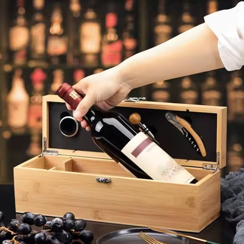 Bamboo Wooden Wine Gift Box Wine Storage Box with Accessories