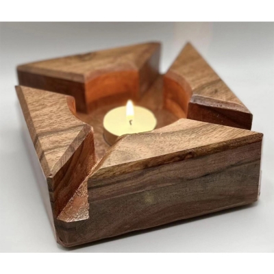 Decorate Wooden Candlestick Acacia Wood Tealight stand Acacia Wood Tealight Candle Holder Tea Warmer
