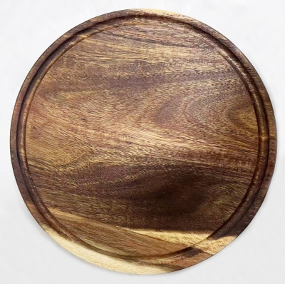 Round Wood Cutting Board with Juice Groove