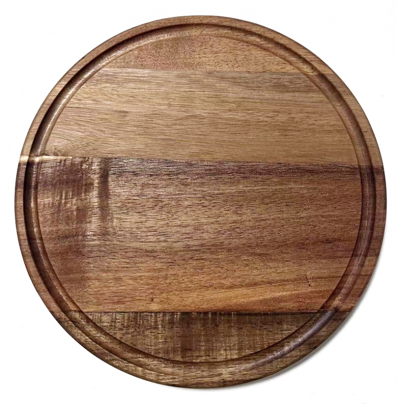 Round Wood Cutting Board with Juice Groove