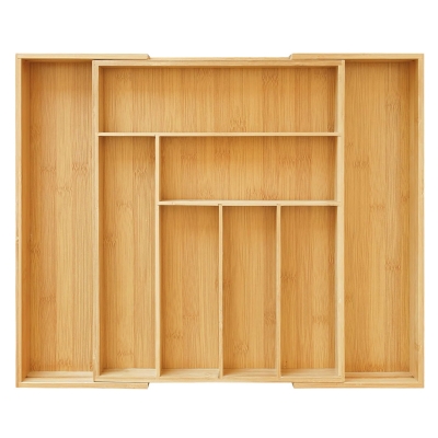 Adjustable Kitchen Drawer Dividers Cutlery Tray Bamboo Expandable Drawer Organizer for Utensils Holder