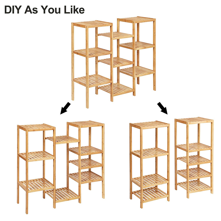 Bamboo Customizable Plant Stand Shelf Flower Pots Holder Display Rack