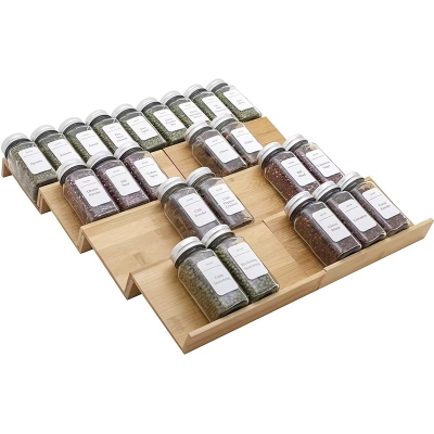 Bamboo spice rack step display rack