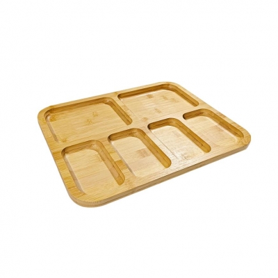 Kitchen bamboo serving tray protion control divided dinner plates for cheese meat