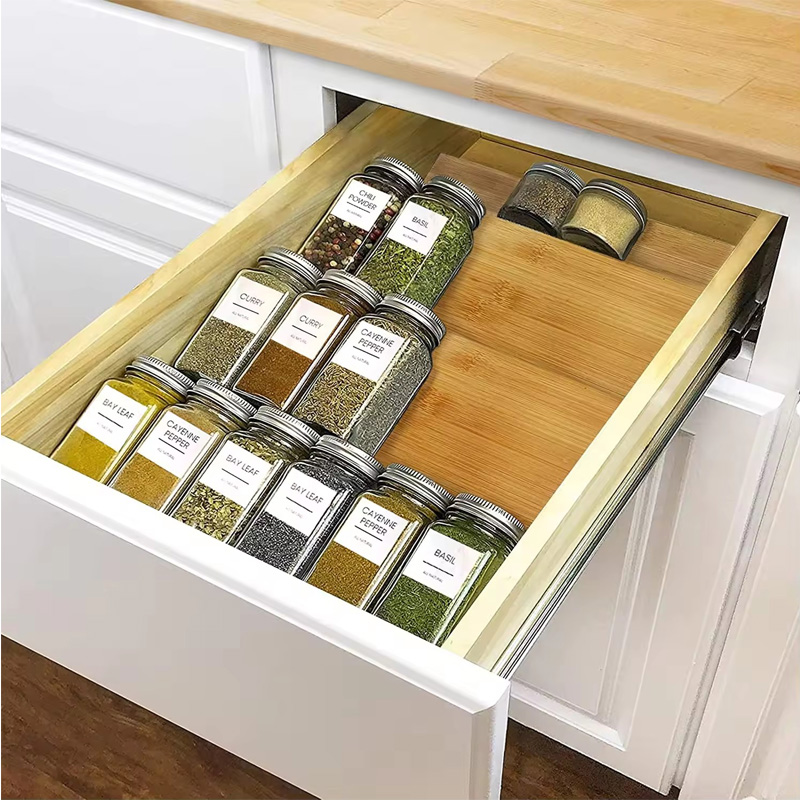 Bamboo spice rack step display rack