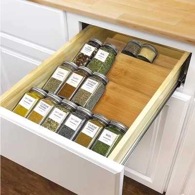 Bamboo spice rack step display rack
