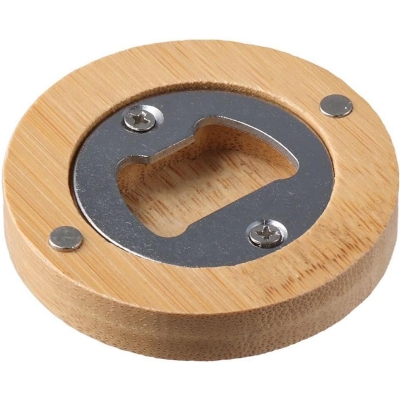 Bamboo beer opener with magnet
