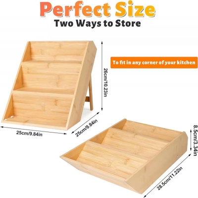 Kitchen bamboo spice rack 3 tier display