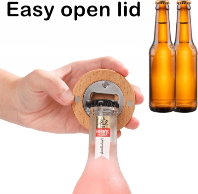 Bamboo beer opener with magnet