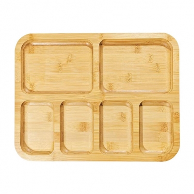 Kitchen bamboo serving tray protion control divided dinner plates for cheese meat