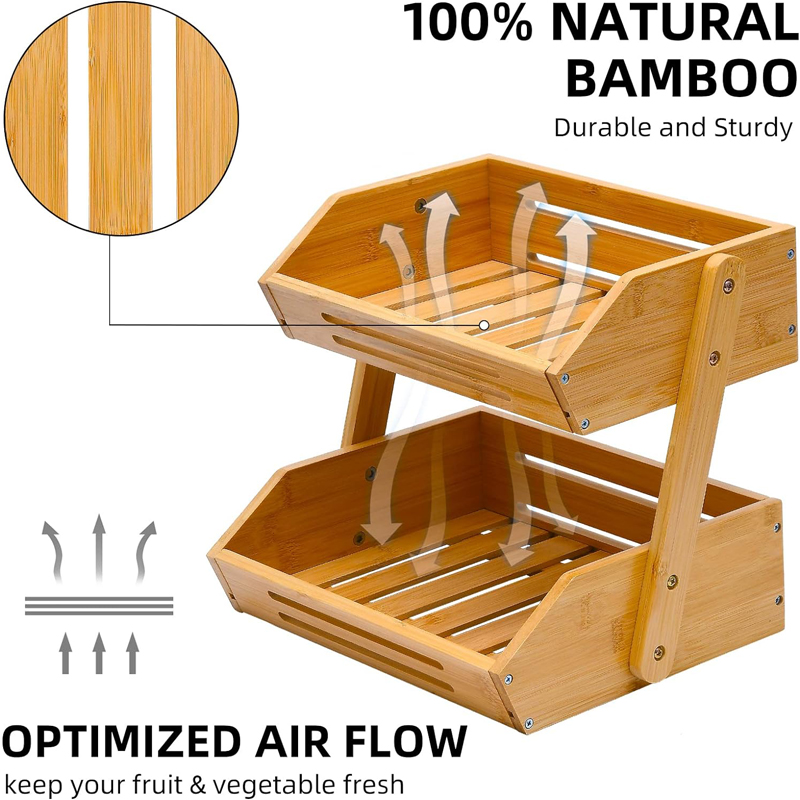 2 tier bamboo fruit basket
