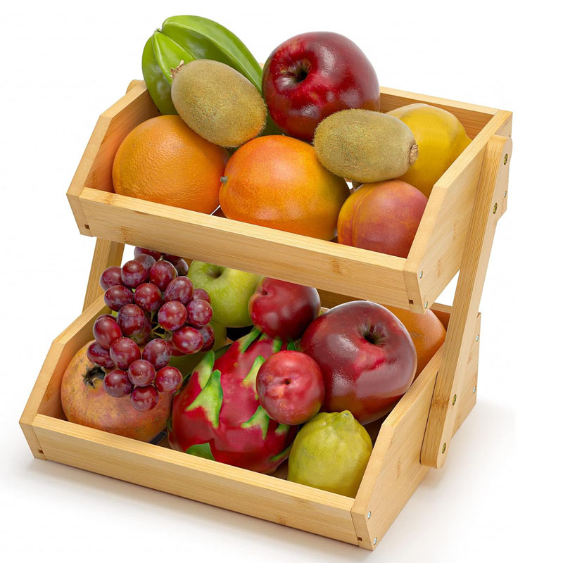 2 tier bamboo fruit basket