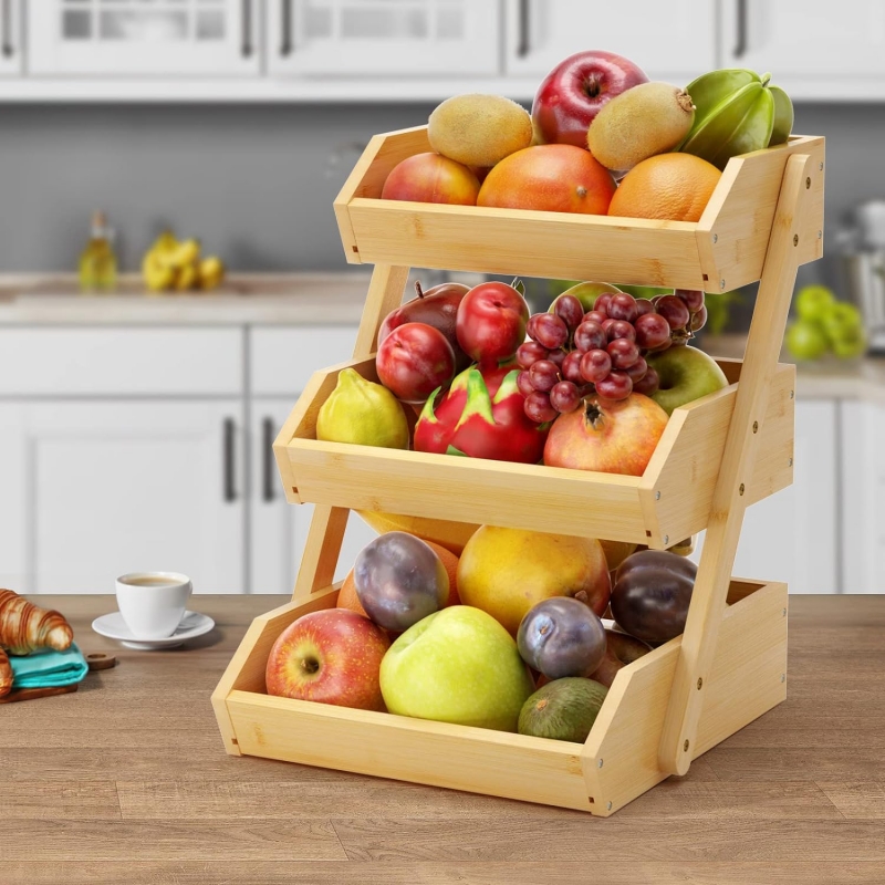 3 tier bamboo fruit basket
