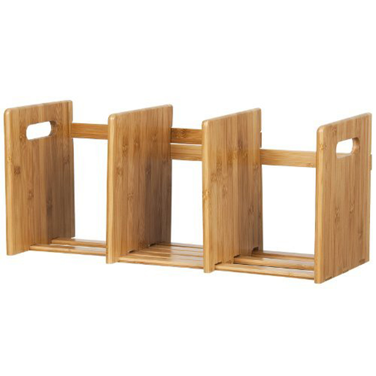 Bamboo book stand desk organizer