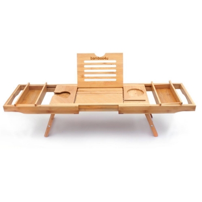 Bamboo bathtub caddy tray with leg