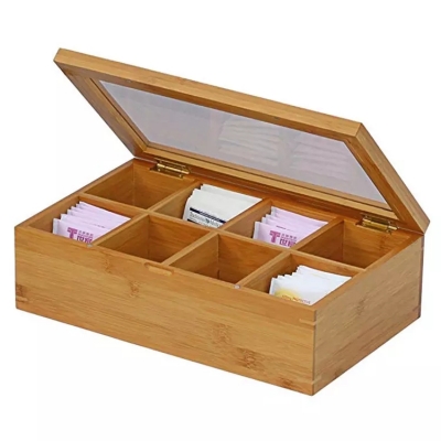 Bamboo tea bag storage box