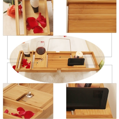 Bamboo bathtub caddy tray