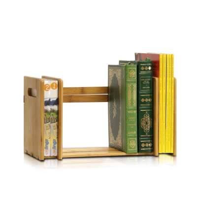 Bamboo book stand desk organizer