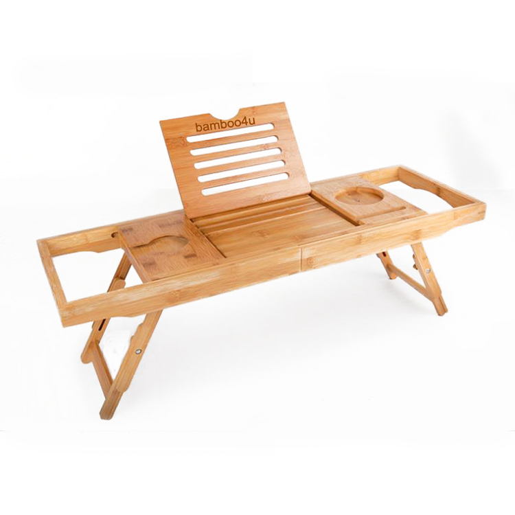 Bamboo bathtub caddy tray with leg