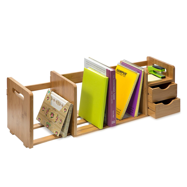 Bamboo book stand desk organizer