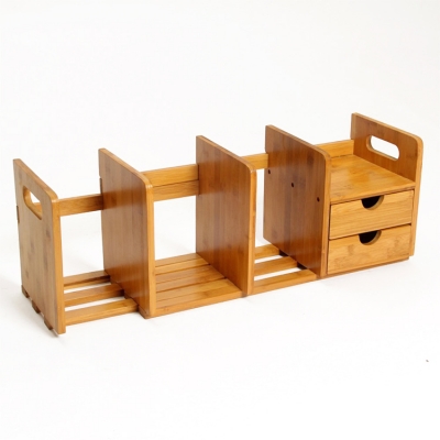 Bamboo book stand desk organizer