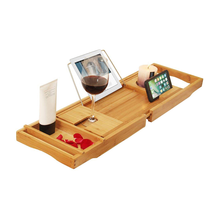 Bamboo bathtub caddy tray