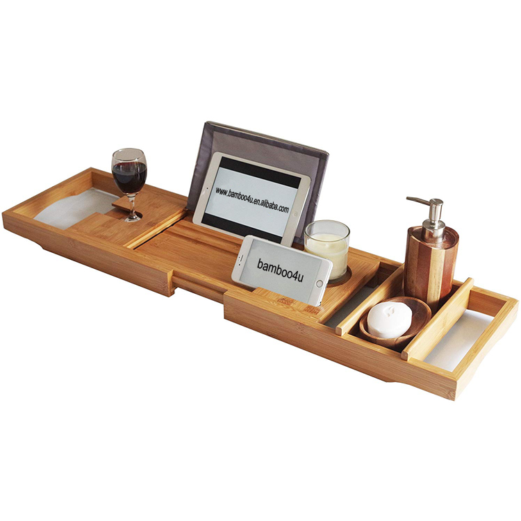 Bamboo bathtub caddy tray