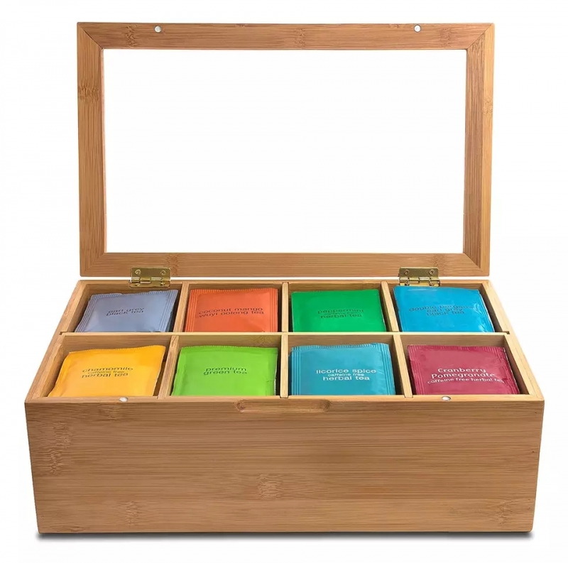 Bamboo tea bag storage box