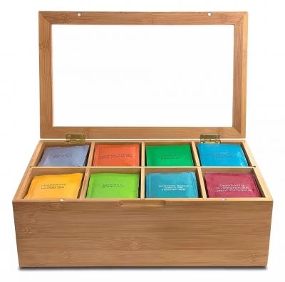 Bamboo tea bag storage box