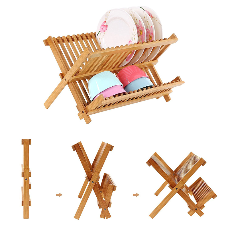 18 Slot Bamboo Dish Rack