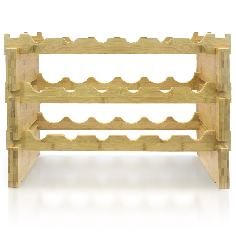 3-Tier Stackable Bamboo Wine Rack