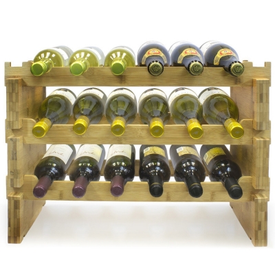 3-Tier Stackable Bamboo Wine Rack