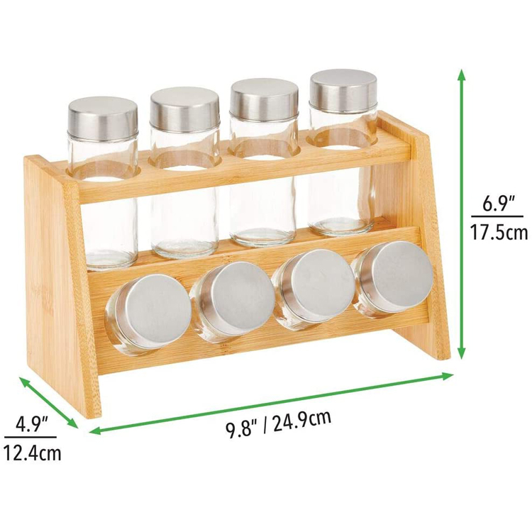 8 Glass Jars Spice Rack
