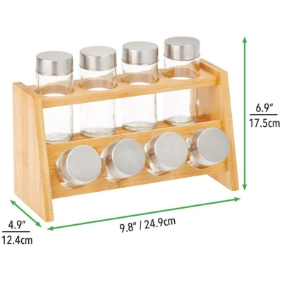 8 Glass Jars Spice Rack