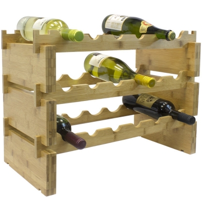 3-Tier Stackable Bamboo Wine Rack