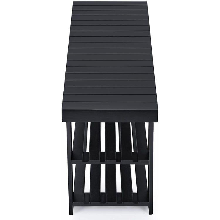 Black Bamboo Shoe Rack Bench 3-Tier