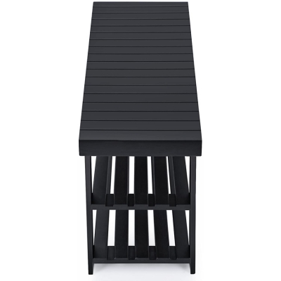 Black Bamboo Shoe Rack Bench 3-Tier