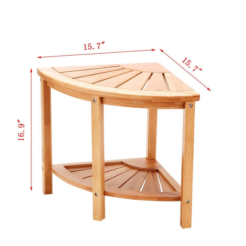 2-tier Bamboo Shower Bench with triangle shape