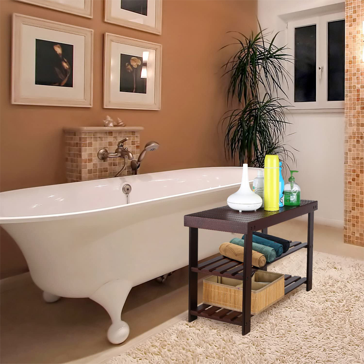 Bamboo Shoe Rack Bench 3-Tier