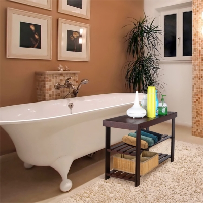 Bamboo Shoe Rack Bench 3-Tier