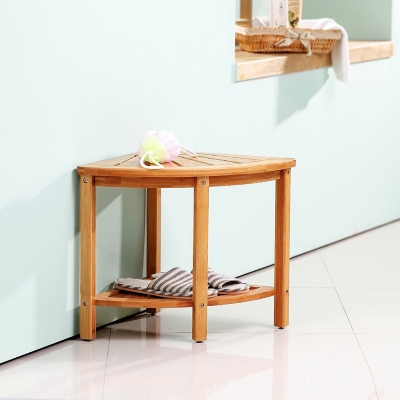 2-tier Bamboo Shower Bench with triangle shape